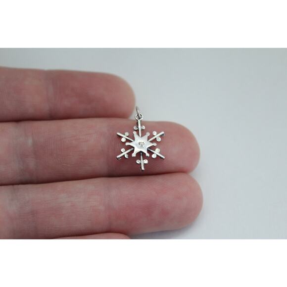 Sterling Silver Snowflake Charm with Wire and Granulation - Picture 6 of 6